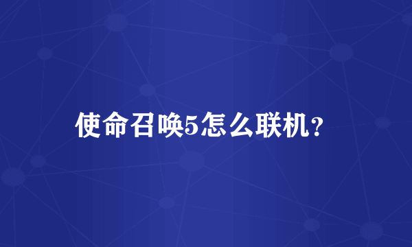 使命召唤5怎么联机？