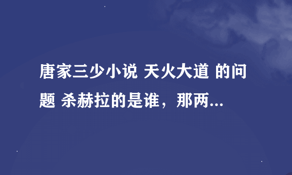 唐家三少小说 天火大道 的问题 杀赫拉的是谁，那两个蓝绝身边的阴影一个好一个坏分别是谁？终结