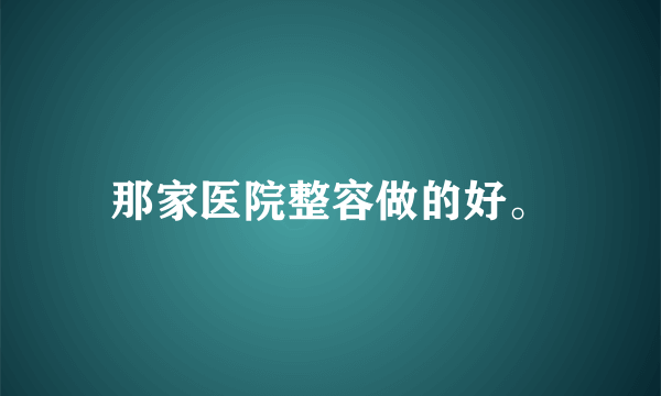 那家医院整容做的好。