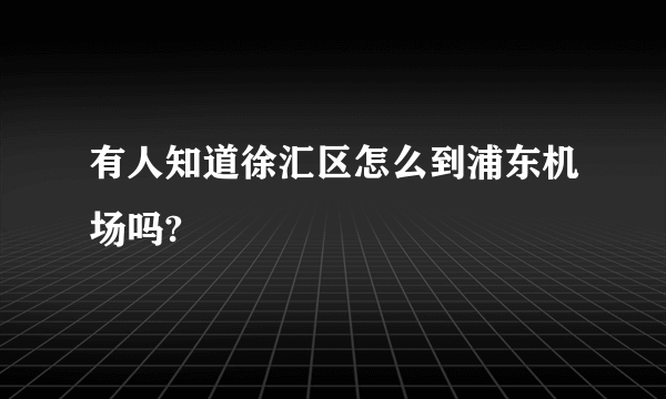 有人知道徐汇区怎么到浦东机场吗?