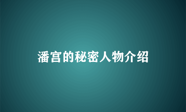 潘宫的秘密人物介绍