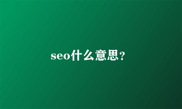 seo什么意思？