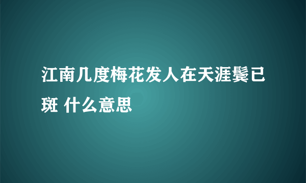 江南几度梅花发人在天涯鬓已斑 什么意思