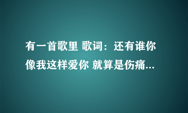 有一首歌里 歌词：还有谁你像我这样爱你 就算是伤痛我也珍惜。 是那首歌的啊 请大神回答