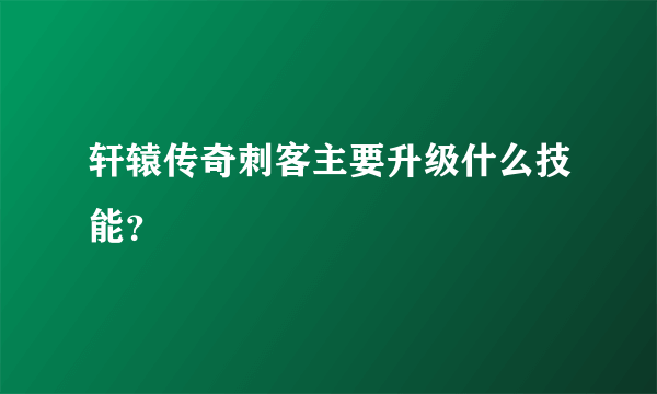 轩辕传奇刺客主要升级什么技能？