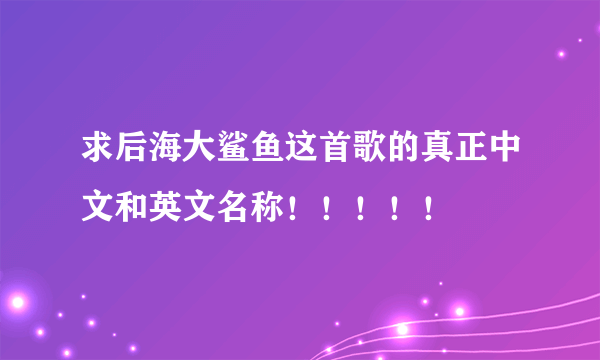 求后海大鲨鱼这首歌的真正中文和英文名称！！！！！