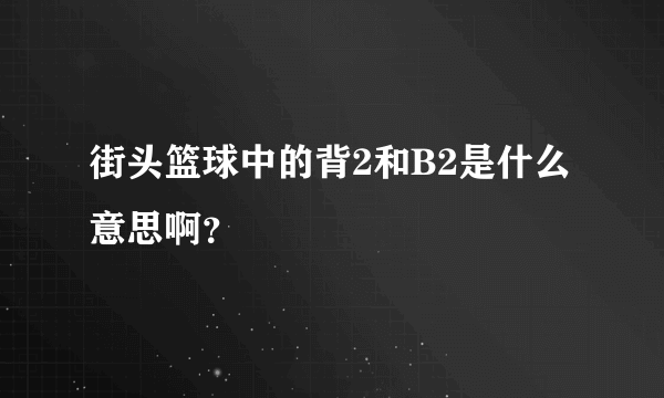 街头篮球中的背2和B2是什么意思啊？