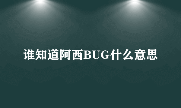 谁知道阿西BUG什么意思