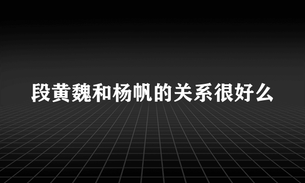 段黄魏和杨帆的关系很好么