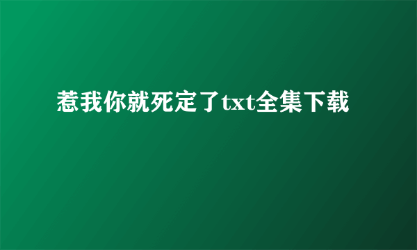 惹我你就死定了txt全集下载