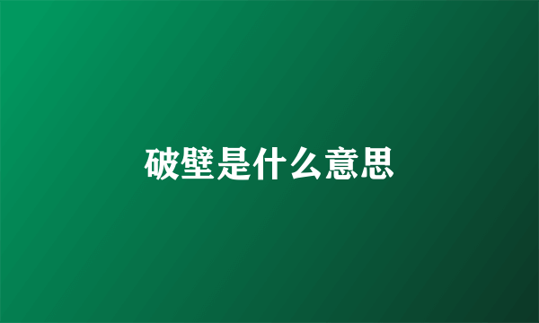 破壁是什么意思