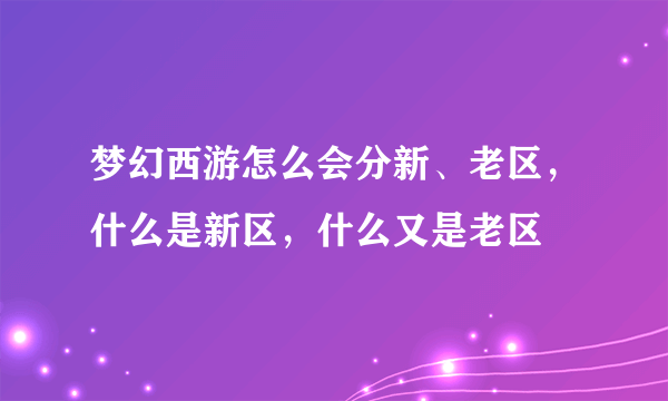 梦幻西游怎么会分新、老区，什么是新区，什么又是老区