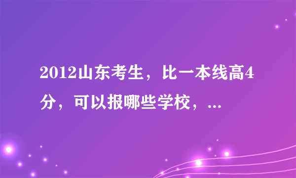 2012山东考生，比一本线高4分，可以报哪些学校，求教育、