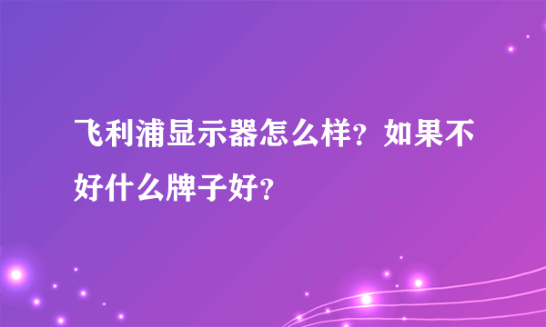 飞利浦显示器怎么样？如果不好什么牌子好？