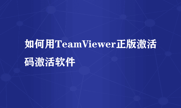 如何用TeamViewer正版激活码激活软件