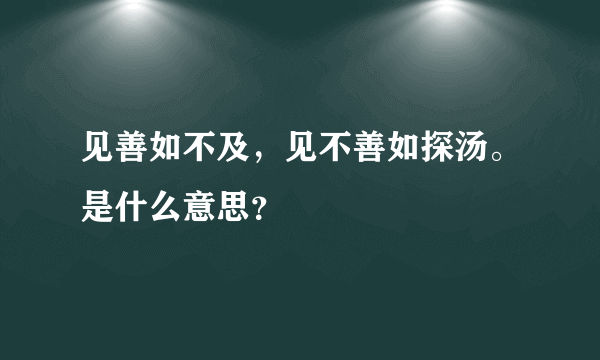 见善如不及，见不善如探汤。是什么意思？