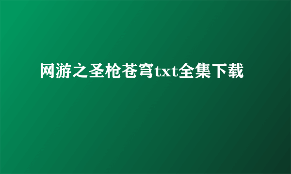 网游之圣枪苍穹txt全集下载