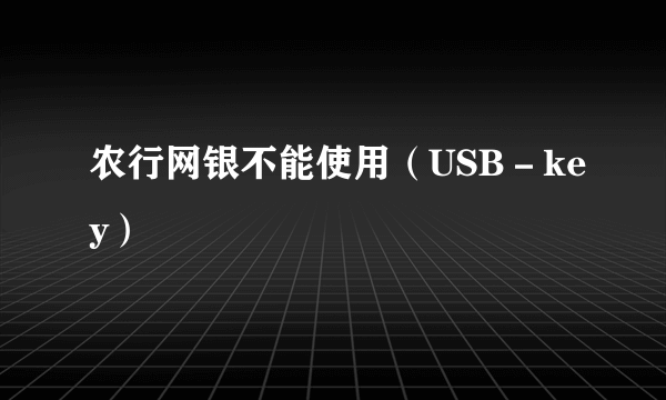 农行网银不能使用（USB－key）