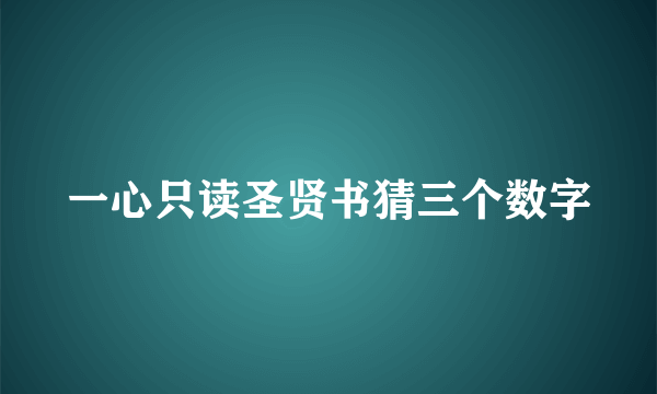 一心只读圣贤书猜三个数字