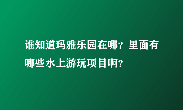 谁知道玛雅乐园在哪？里面有哪些水上游玩项目啊？