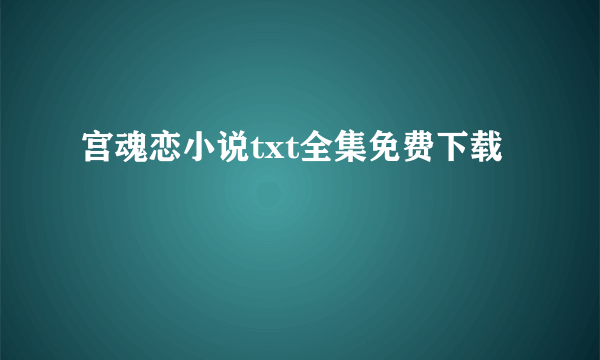 宫魂恋小说txt全集免费下载