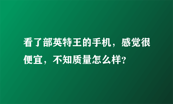 看了部英特王的手机，感觉很便宜，不知质量怎么样？