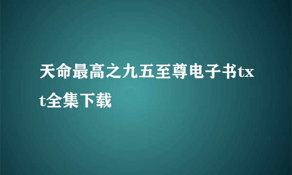 天命最高之九五至尊电子书txt全集下载