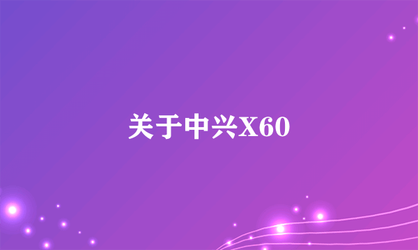 关于中兴X60