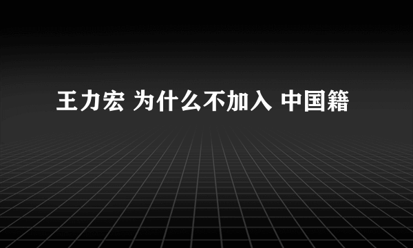 王力宏 为什么不加入 中国籍