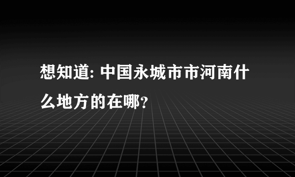 想知道: 中国永城市市河南什么地方的在哪？