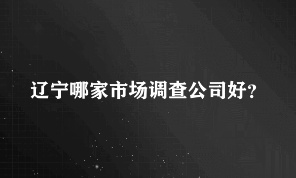 辽宁哪家市场调查公司好？