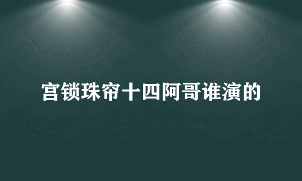 宫锁珠帘十四阿哥谁演的