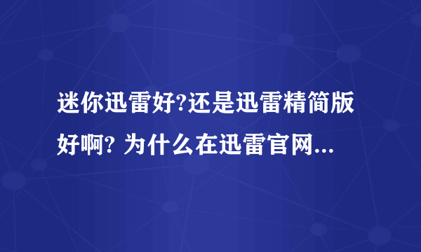 迷你迅雷好?还是迅雷精简版好啊? 为什么在迅雷官网上看不到迷你迅雷了?怎么回事呢?