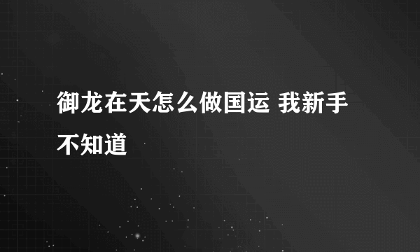 御龙在天怎么做国运 我新手不知道