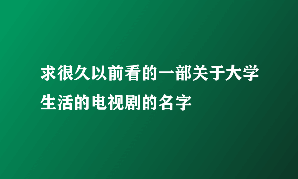 求很久以前看的一部关于大学生活的电视剧的名字