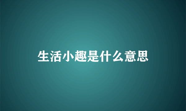 生活小趣是什么意思