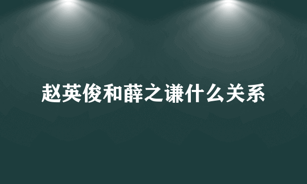 赵英俊和薛之谦什么关系