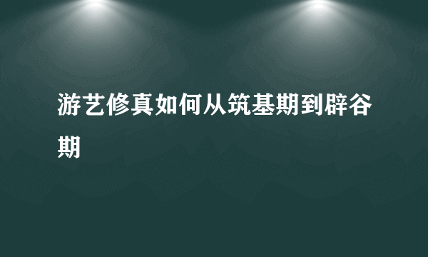 游艺修真如何从筑基期到辟谷期