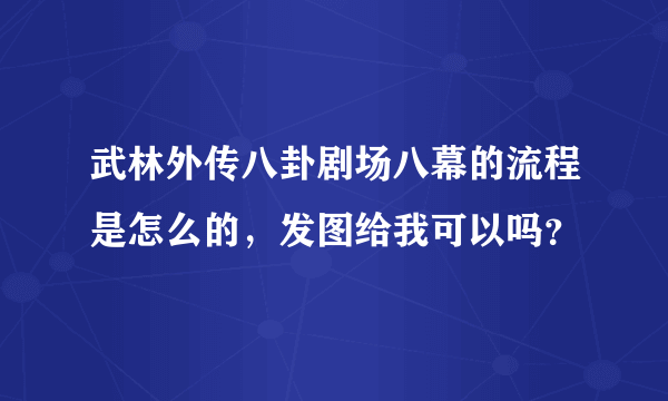 武林外传八卦剧场八幕的流程是怎么的，发图给我可以吗？