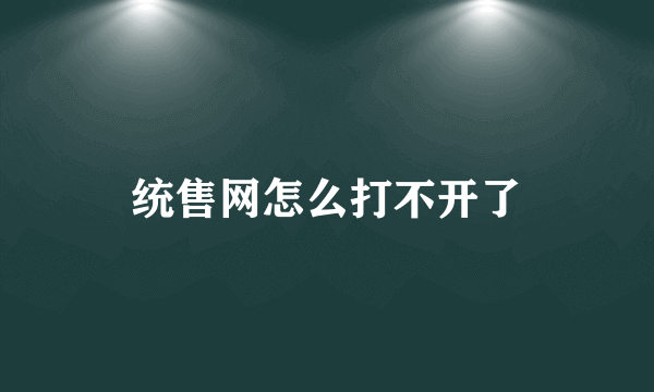 统售网怎么打不开了