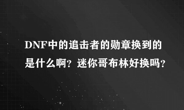 DNF中的追击者的勋章换到的是什么啊？迷你哥布林好换吗？