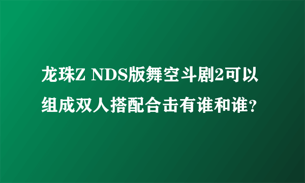 龙珠Z NDS版舞空斗剧2可以组成双人搭配合击有谁和谁？