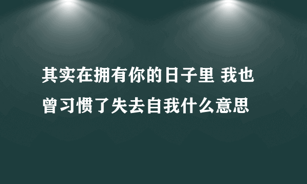 其实在拥有你的日子里 我也曾习惯了失去自我什么意思