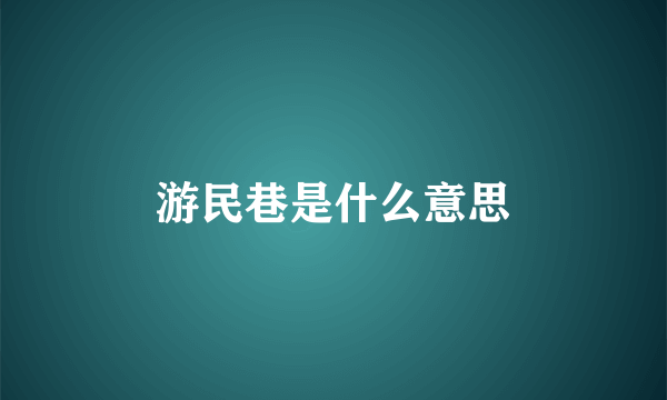 游民巷是什么意思