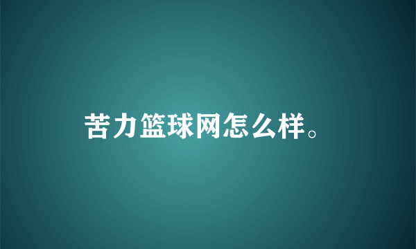 苦力篮球网怎么样。