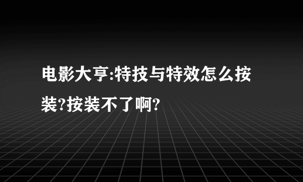 电影大亨:特技与特效怎么按装?按装不了啊?