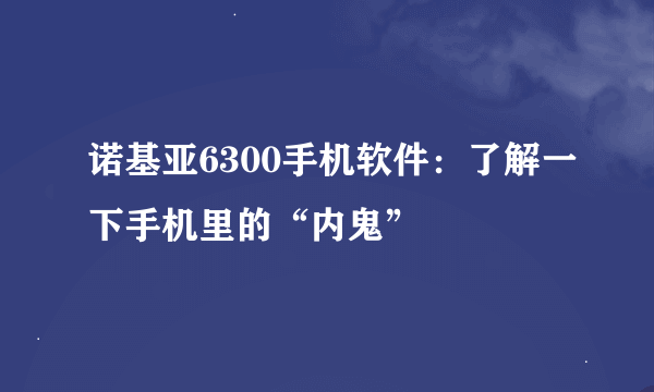 诺基亚6300手机软件：了解一下手机里的“内鬼”