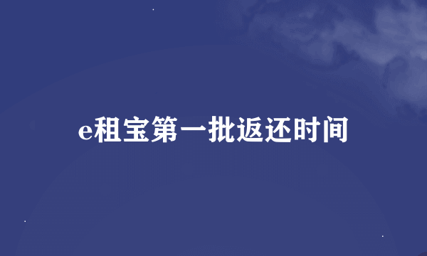 e租宝第一批返还时间