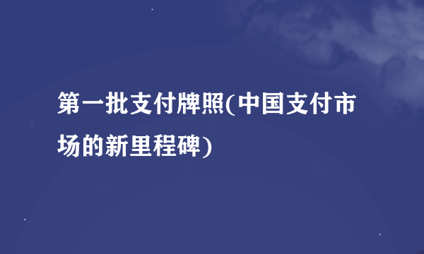 第一批支付牌照(中国支付市场的新里程碑)