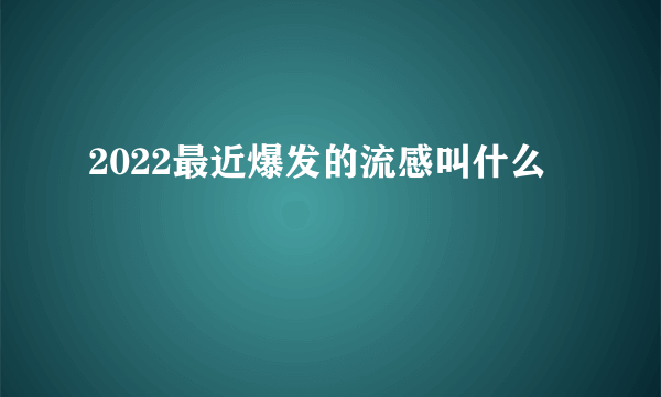 2022最近爆发的流感叫什么